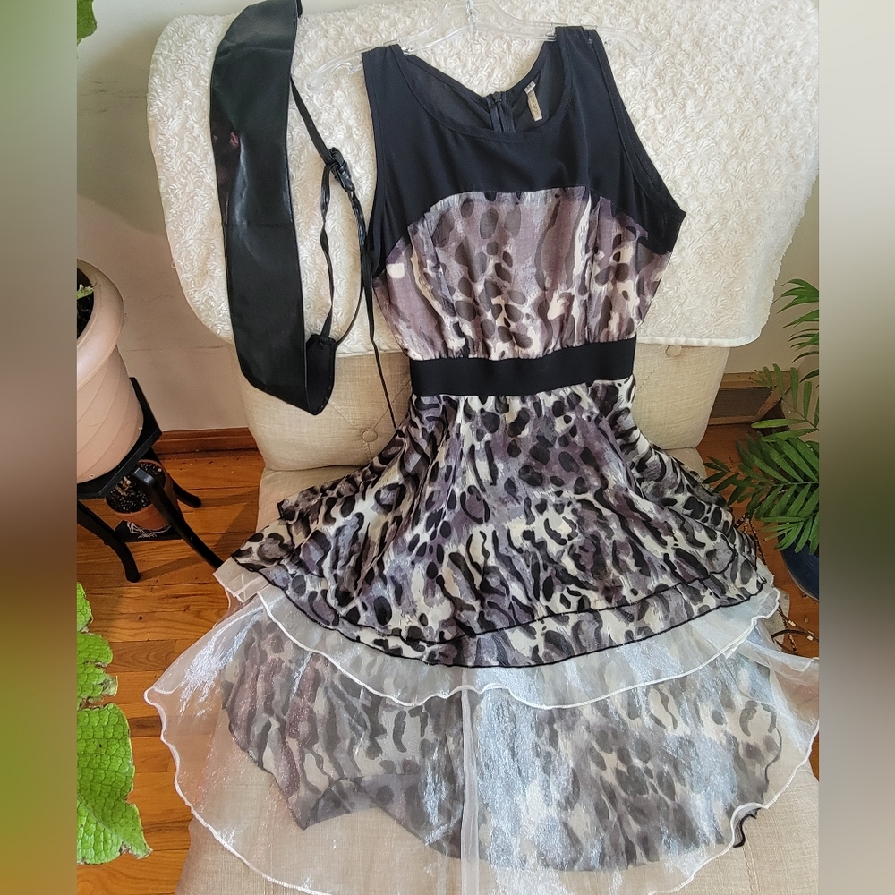 Cheetah animal print high low dress